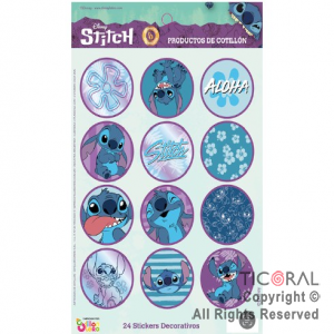 STITCH STICKERS AUTOADHESIVOS X 24 UNIDADES